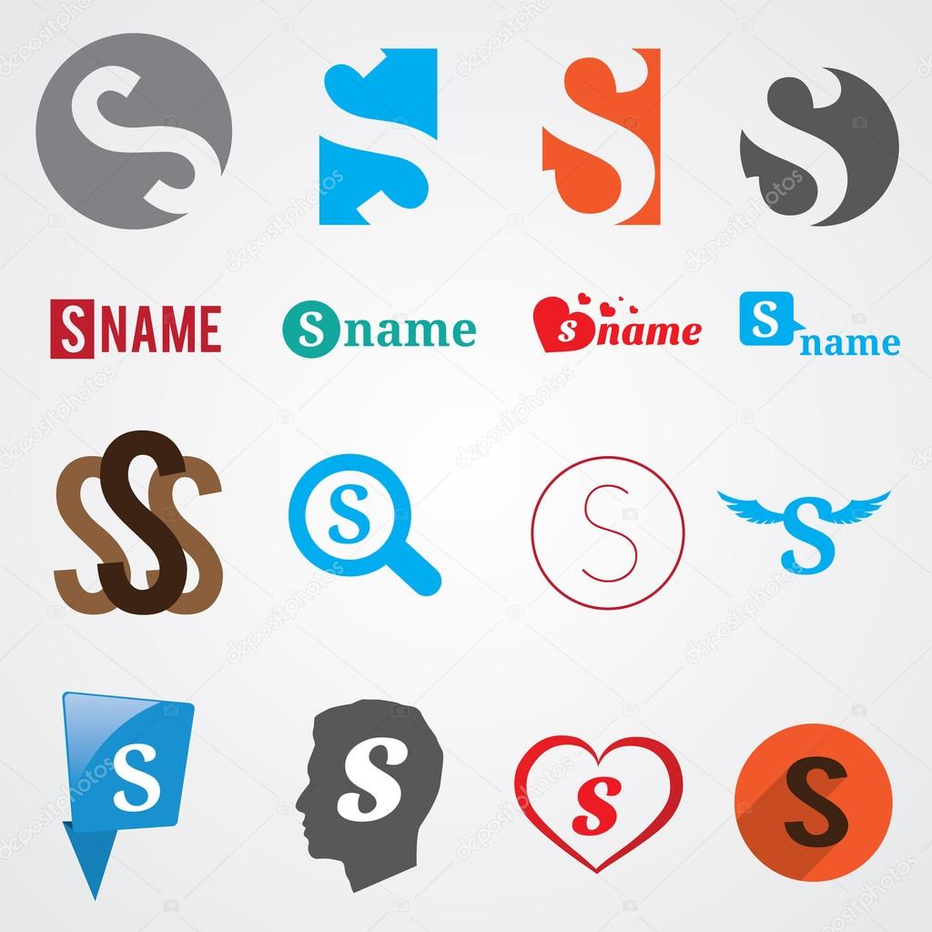 Set of alphabet symbols of letter S on the white backgroun
