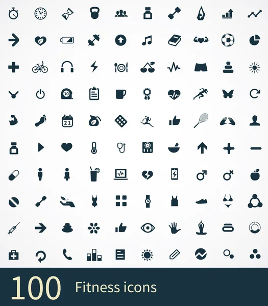 100 fitness iconen instellen — Stockvector