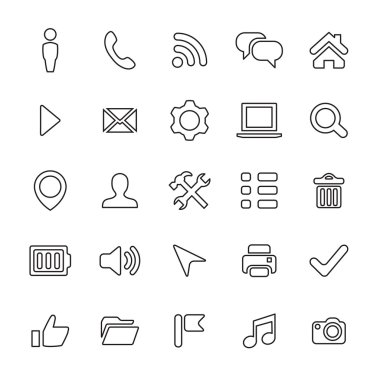 Web ve Mobil 25 UI anahat simgelerini