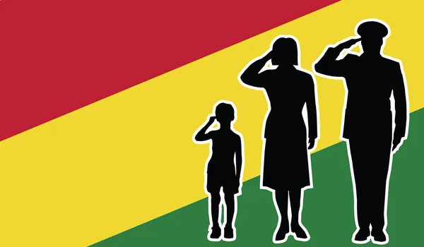 Bolivia soldier family salute — Stock Vector