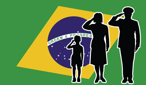 Brasil soldier family salute — Stock Vector