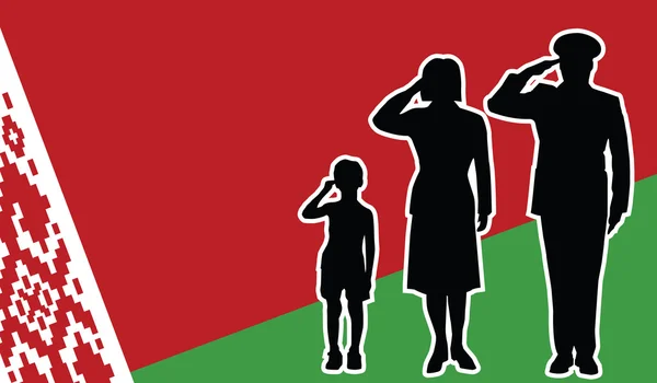 Belarus soldat salut de familie — Vector de stoc