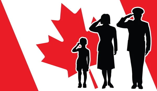 Canada soldier family salute — Stock Vector