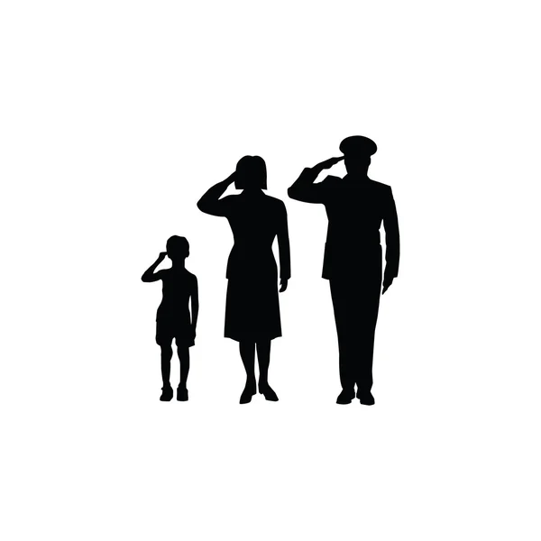 Soldaat familie salute — Stockvector