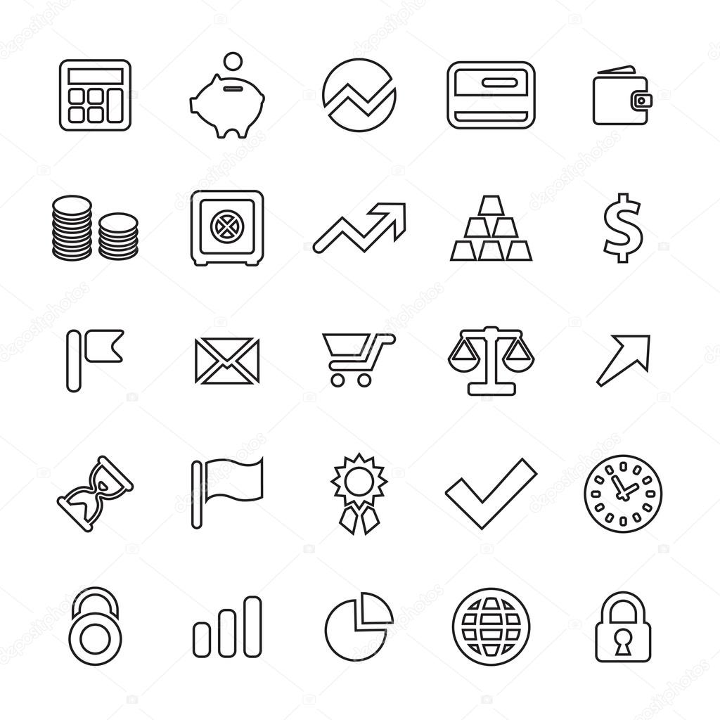 25 outline, universal finance icon