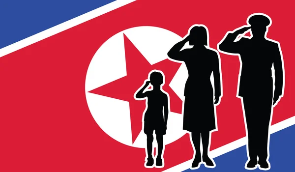 Nordkoreanische Soldatenfamilie salutiert — Stockvektor