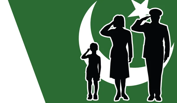 巴基斯坦士兵家庭致敬 — 图库矢量图片