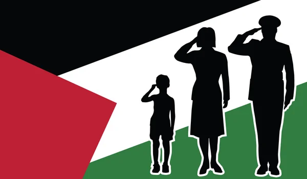 팔레스타인 군인 가족 인사 — 스톡 벡터