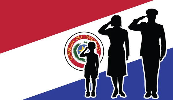 Paraguay soldier family salute — Stock Vector