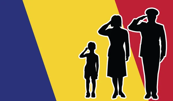 Romania saluto famiglia soldato — Vettoriale Stock