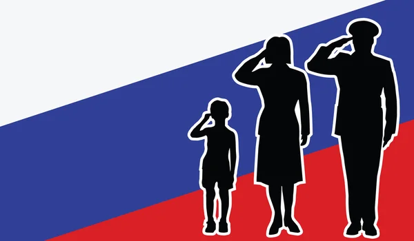 Russia soldier family salute — Stock Vector