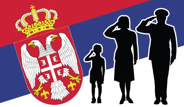 Serbia soldier family salute — Stock Vector