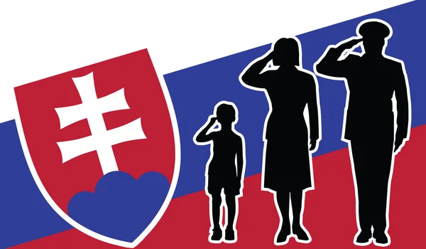 Slovakia soldier family salute — Stock Vector