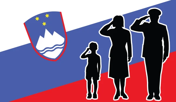 Słowenia żołnierz rodziny pozdrawiać — Wektor stockowy