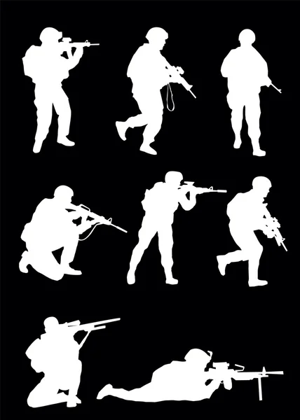 Silhouettes de soldats — Image vectorielle