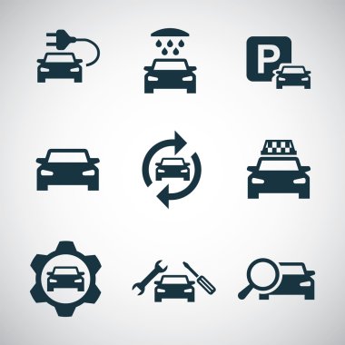 cars icons set clipart