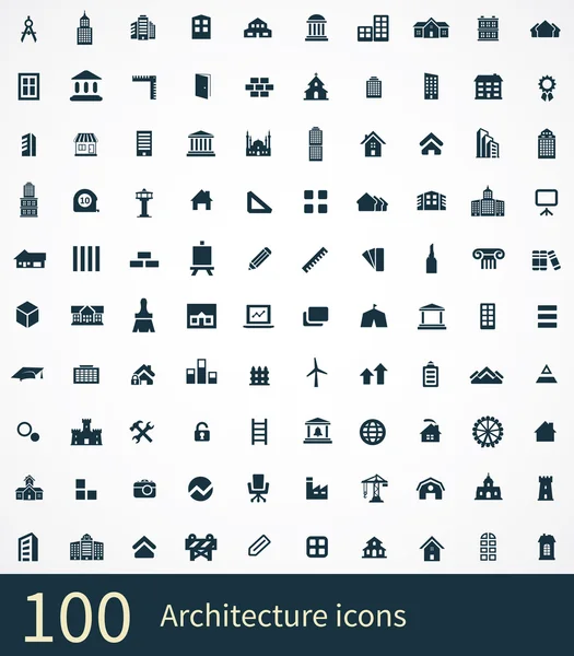 100 Mimarlık simgesi — Stok Vektör
