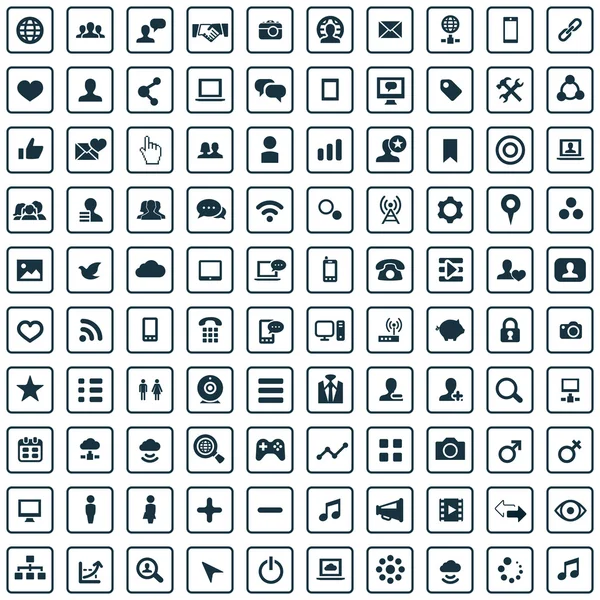 100 ícone de mídia social —  Vetores de Stock