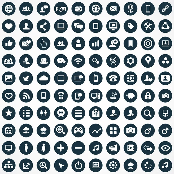 100 icono de medios sociales — Vector de stock