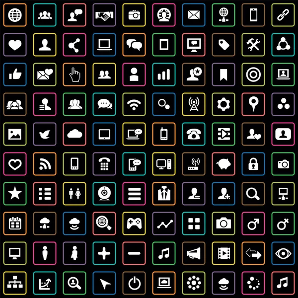 100 sociala medier icon — Stock vektor