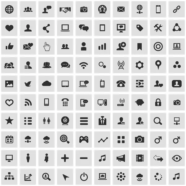 100 icono de medios sociales — Archivo Imágenes Vectoriales