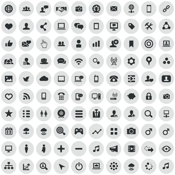 100 icono de medios sociales — Archivo Imágenes Vectoriales