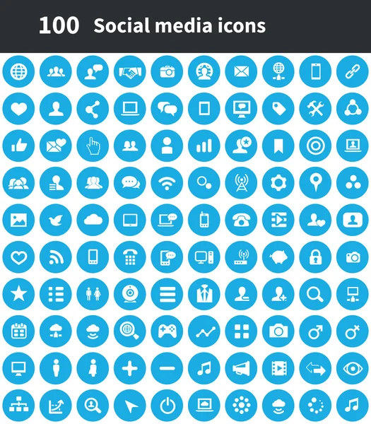 100 社会媒体图标 — 图库矢量图片