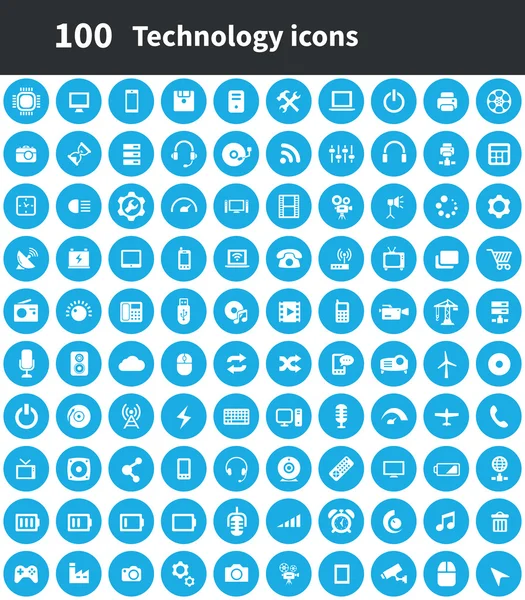 100 technologie pictogram — Stockvector