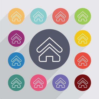 Ev anahat daire, düz Icons set