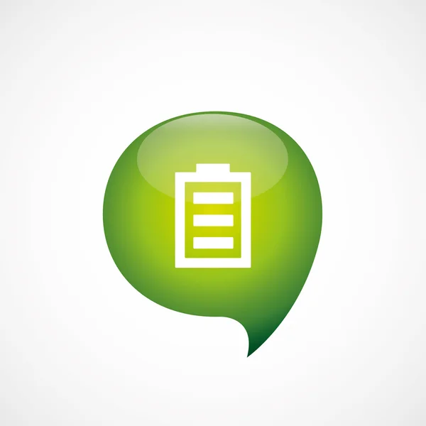 Full battery icon green think bubble symbol log — Stock Vector