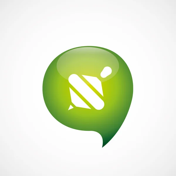 Whirligig ícone verde pensar bolha símbolo log — Vetor de Stock