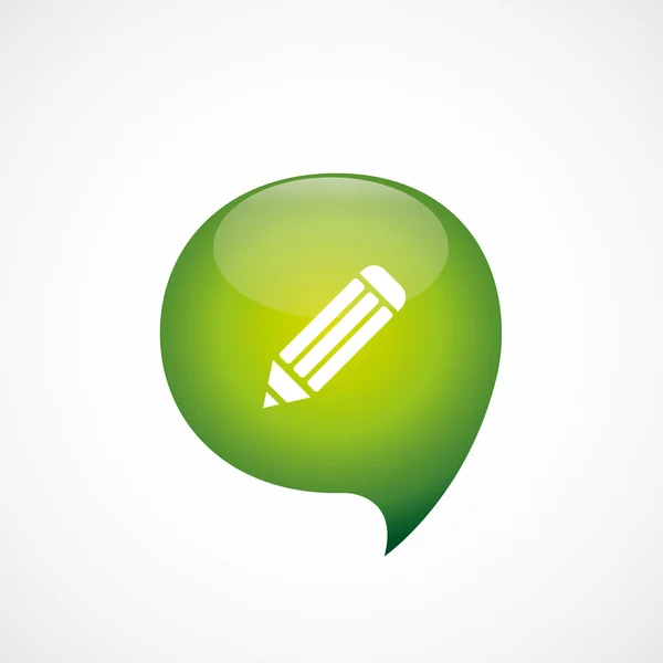 Ołówek zielona ikona myśleć bańki symbol dziennika — Wektor stockowy