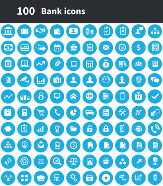 100 bank icons — Stock Vector