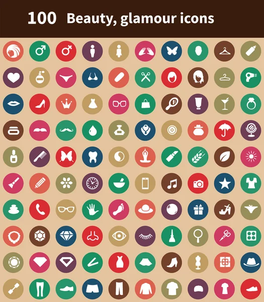 100 icônes beauté, glamour — Image vectorielle