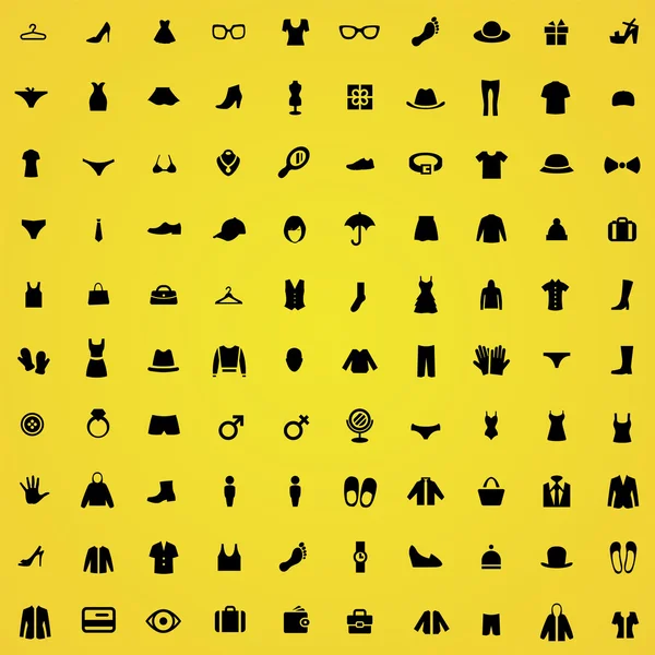 100 kleren pictogrammen — Stockvector