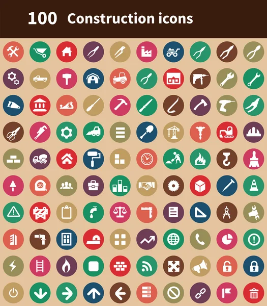 100 construction icons — Stock Vector