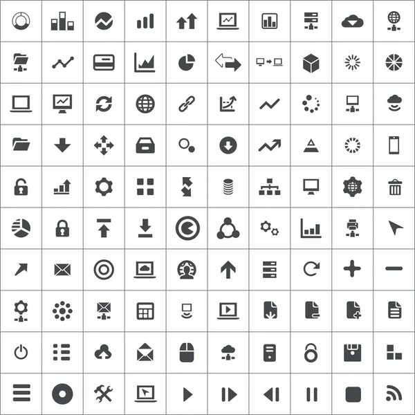 100 Big Data, Datenbanksymbole — Stockvektor