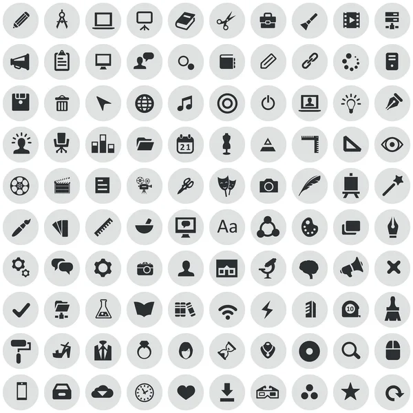 100 iconos de arte, diseño — Vector de stock