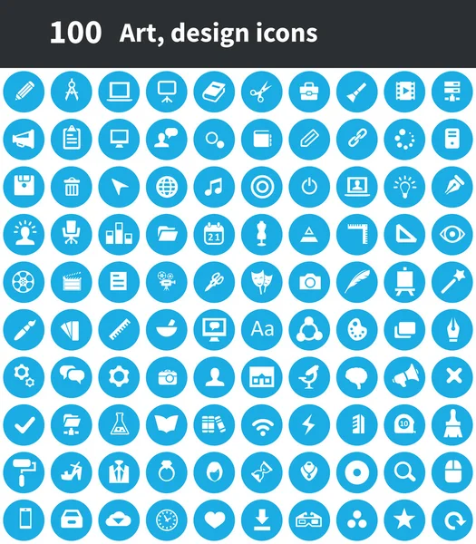 100 iconos de arte, diseño — Vector de stock