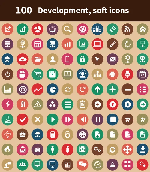 100 development, soft icons — Stock Vector