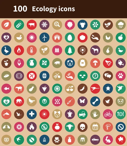 100 ecologie iconen — Stockvector