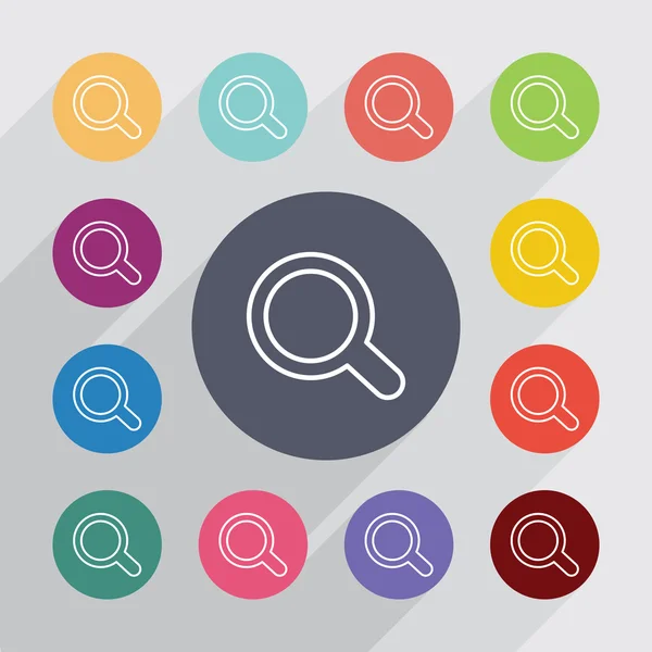 Search outline circle, flat icons set — Stock Vector