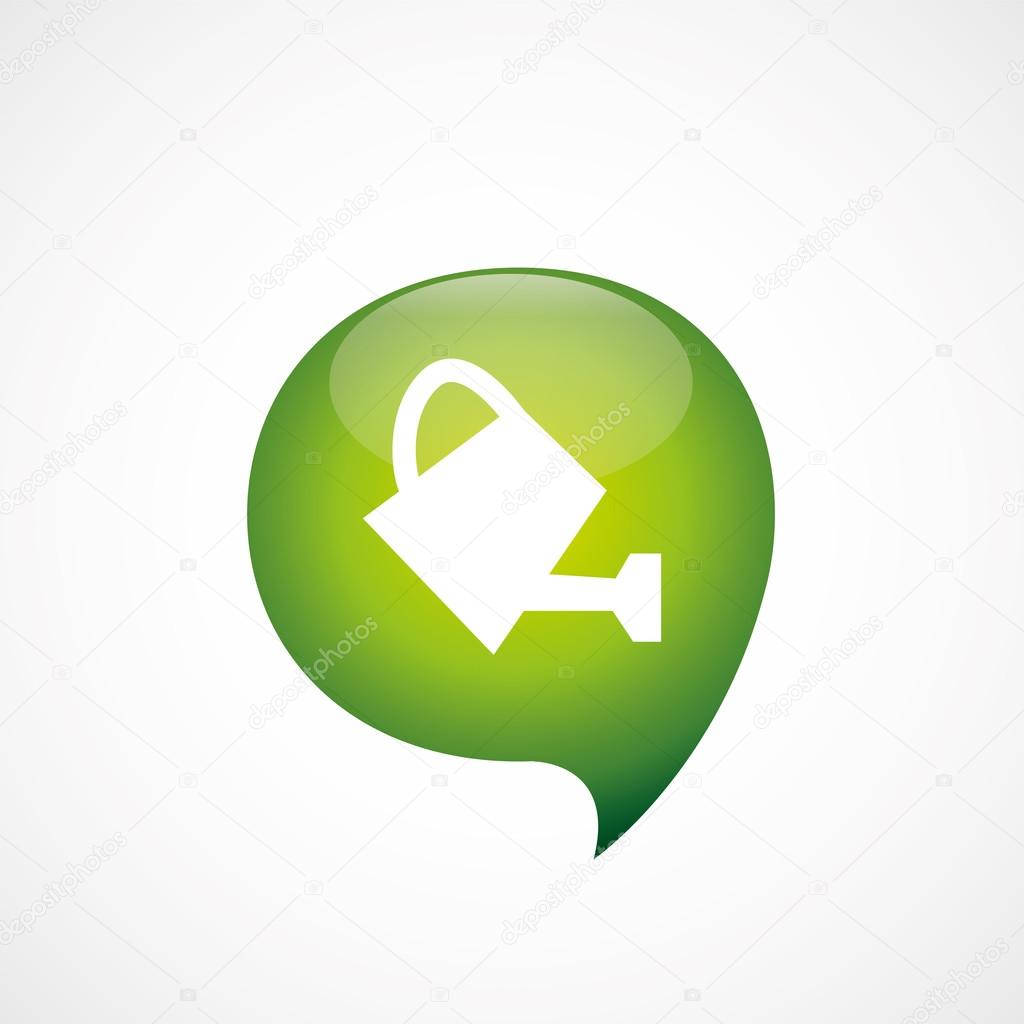 Watering can icon green think bubble symbol logo, isolated on white backgroun