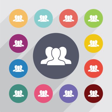 takım daire, düz Icons set