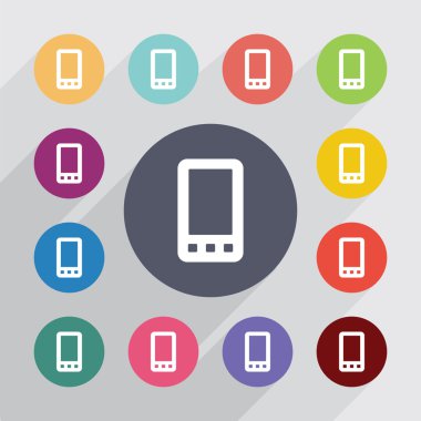 cep telefonu daire, düz Icons set