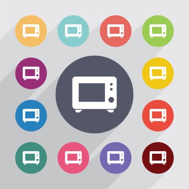 mikrodalga daire, düz Icons set
