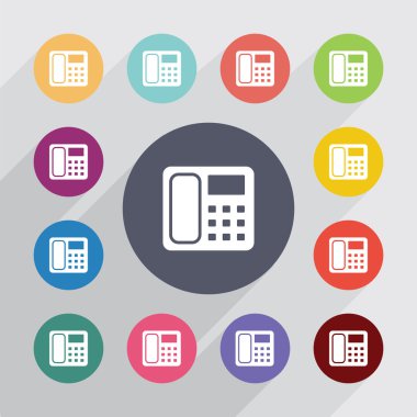 telefon daire, düz Icons set