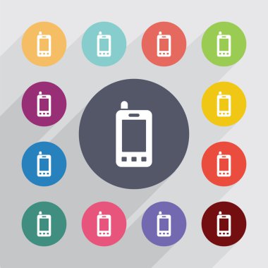 cep telefonu daire, düz Icons set
