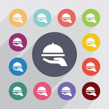 çanak daire, düz Icons set