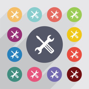 onarım daire, düz Icons set